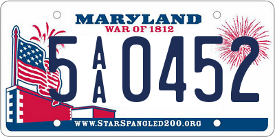 MD license plate 5AA0452