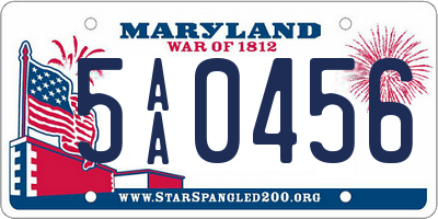 MD license plate 5AA0456