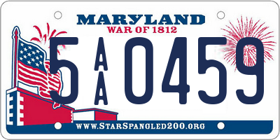 MD license plate 5AA0459