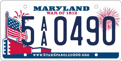 MD license plate 5AA0490