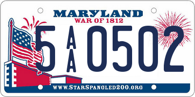 MD license plate 5AA0502