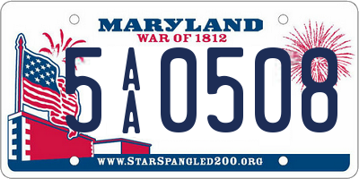 MD license plate 5AA0508