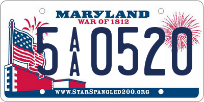 MD license plate 5AA0520