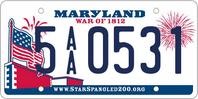 MD license plate 5AA0531