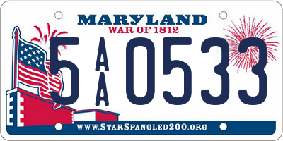 MD license plate 5AA0533