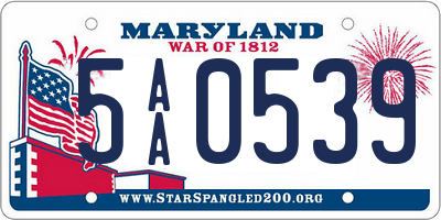 MD license plate 5AA0539