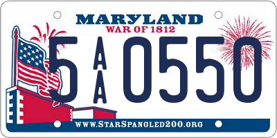 MD license plate 5AA0550