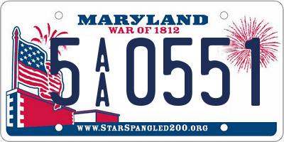 MD license plate 5AA0551