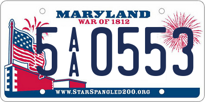 MD license plate 5AA0553