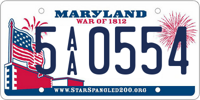 MD license plate 5AA0554