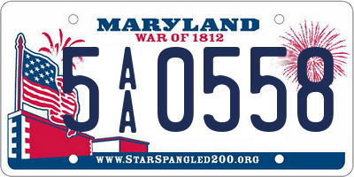 MD license plate 5AA0558