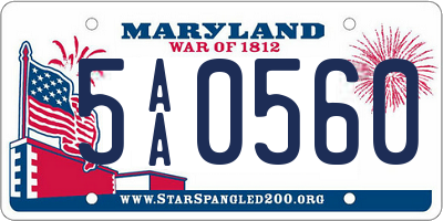 MD license plate 5AA0560