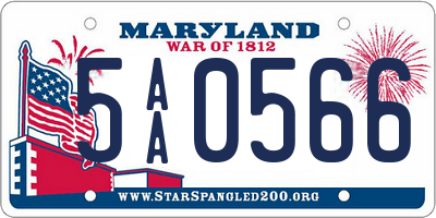 MD license plate 5AA0566