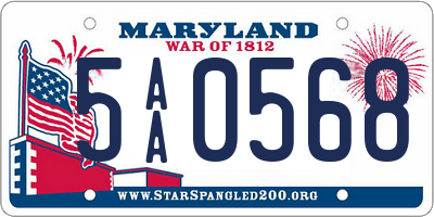 MD license plate 5AA0568