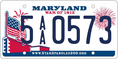 MD license plate 5AA0573