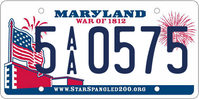 MD license plate 5AA0575