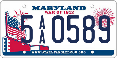 MD license plate 5AA0589