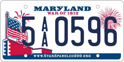MD license plate 5AA0596