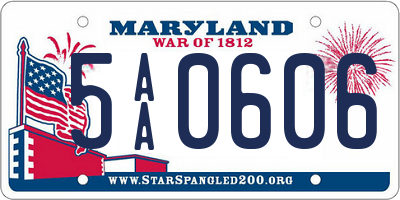 MD license plate 5AA0606