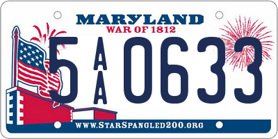MD license plate 5AA0633
