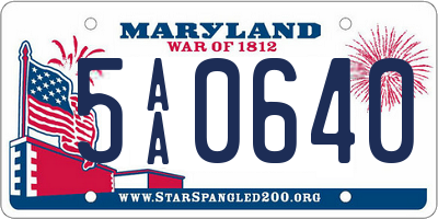 MD license plate 5AA0640