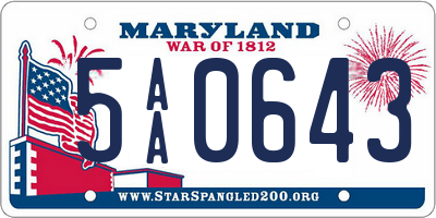 MD license plate 5AA0643