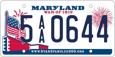 MD license plate 5AA0644