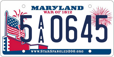 MD license plate 5AA0645