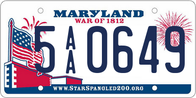 MD license plate 5AA0649