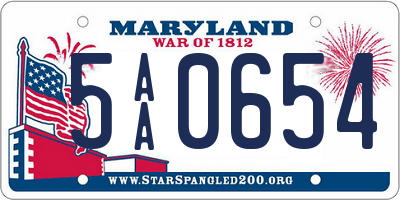 MD license plate 5AA0654