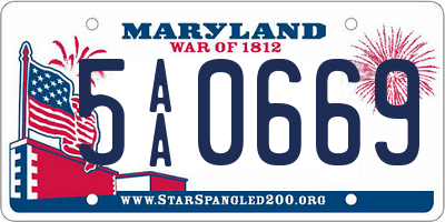 MD license plate 5AA0669