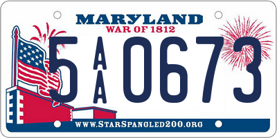 MD license plate 5AA0673