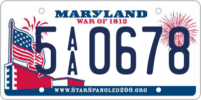 MD license plate 5AA0678