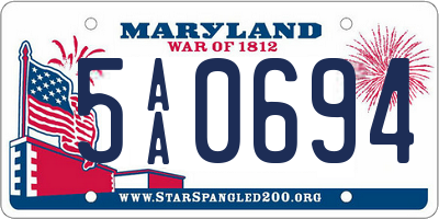 MD license plate 5AA0694