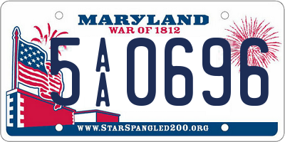 MD license plate 5AA0696