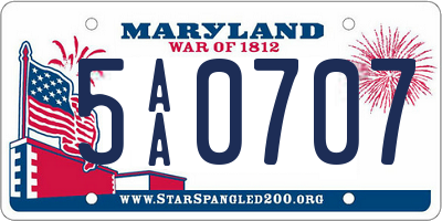 MD license plate 5AA0707