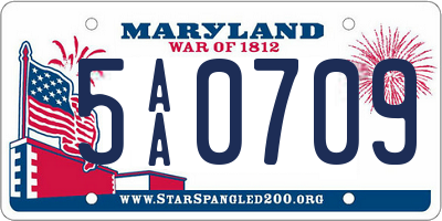MD license plate 5AA0709
