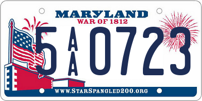 MD license plate 5AA0723