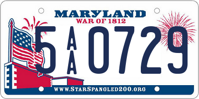 MD license plate 5AA0729