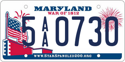 MD license plate 5AA0730