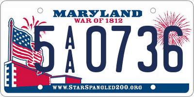 MD license plate 5AA0736