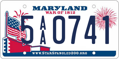 MD license plate 5AA0741