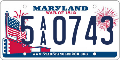 MD license plate 5AA0743