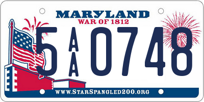 MD license plate 5AA0748