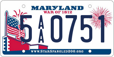 MD license plate 5AA0751