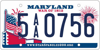 MD license plate 5AA0756