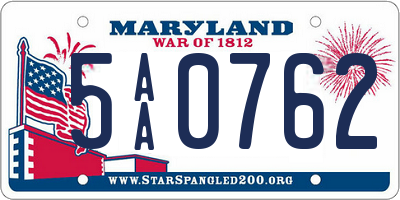 MD license plate 5AA0762