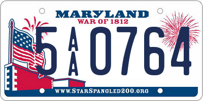 MD license plate 5AA0764