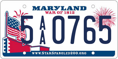 MD license plate 5AA0765
