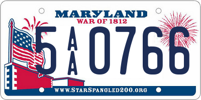 MD license plate 5AA0766